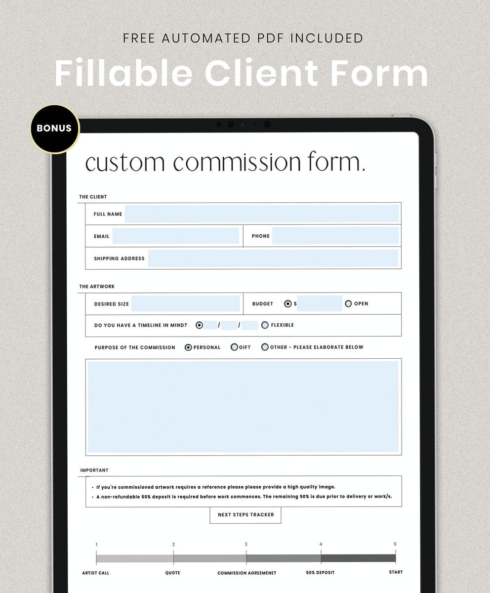 Art Commission Digital & Printable Planner